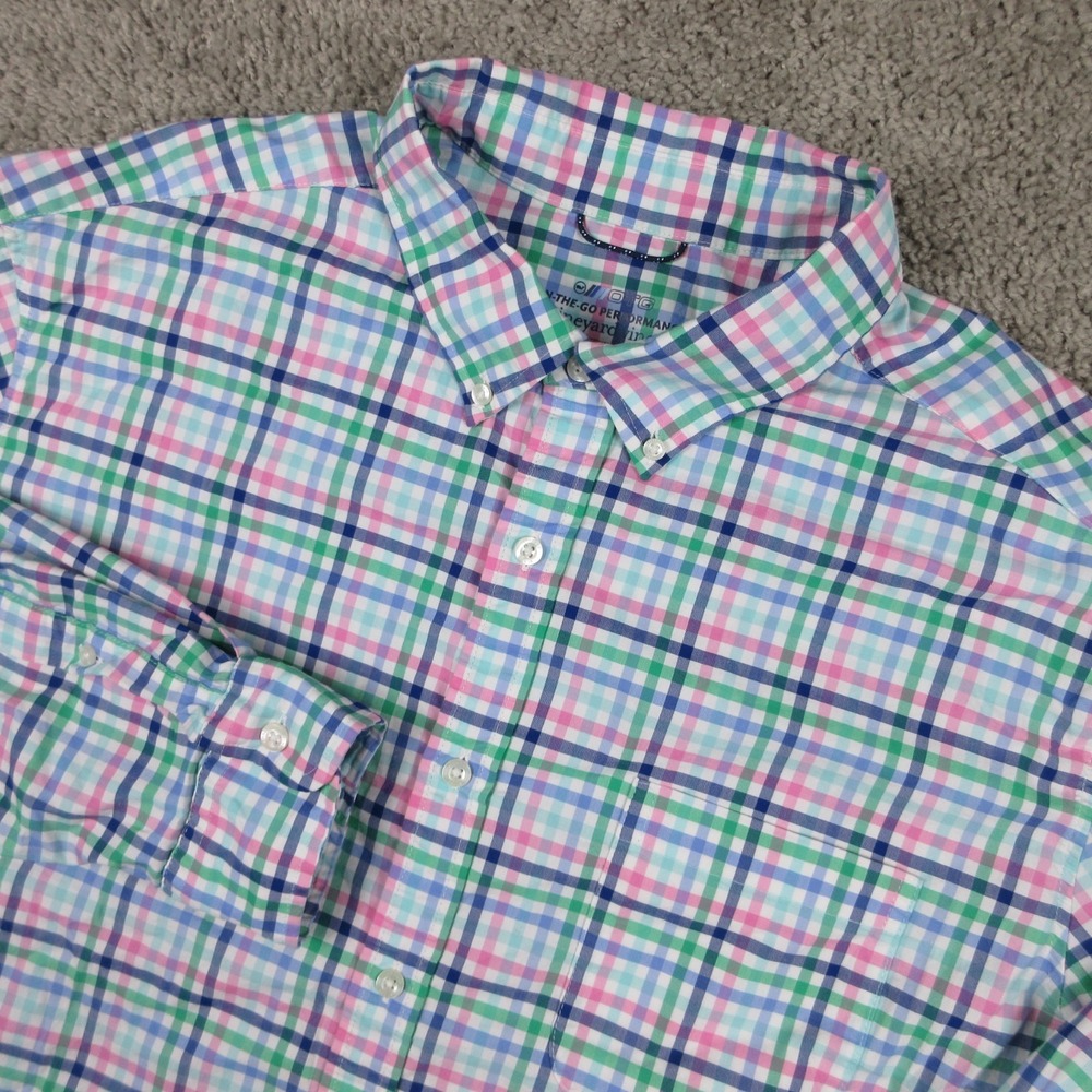 Vineyard Vines Shirt Mens 2XL Plaid OTG On The Go Performance Nylon Button Up